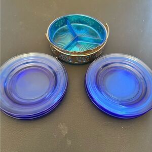 Vibrant Blue Glass Dish Set